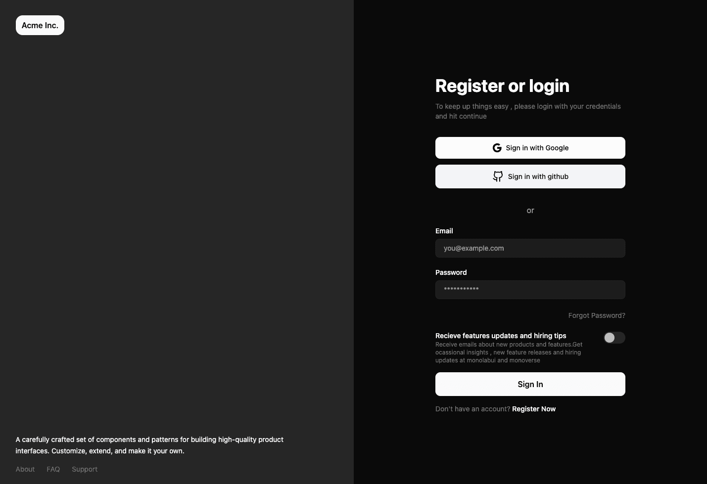 login form alt
